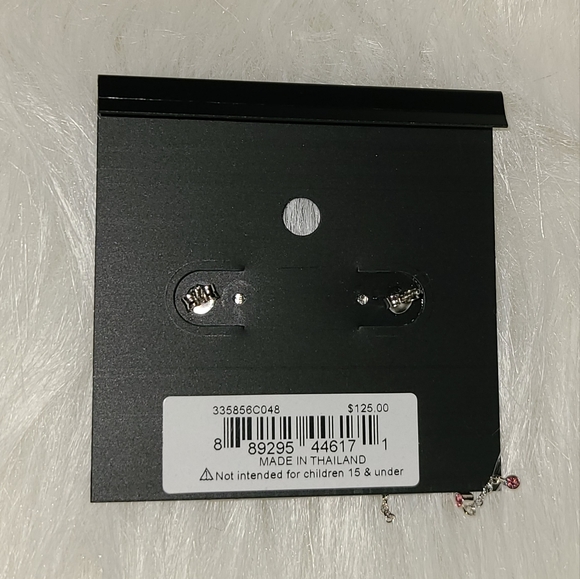 Coach Swarovski Crystals Chains Silver Pave Bow Earrings - Picture 6 of 6